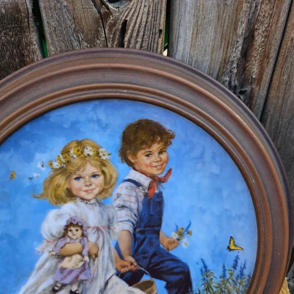Jack And Jill Vintage Round Framed Painting of Children - Picture 9 of 15